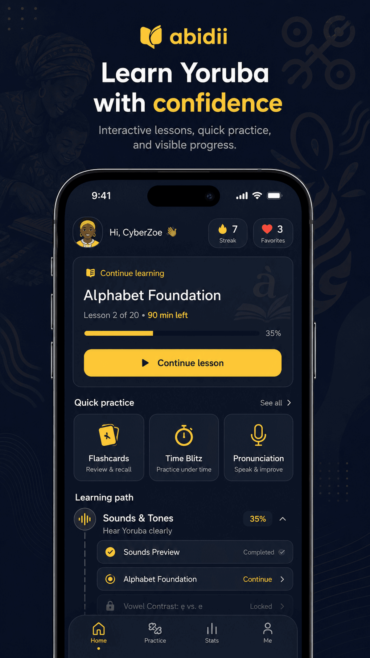 Abidii African language learning app preview